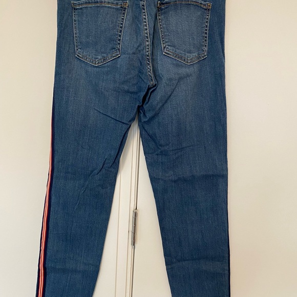 Just black straight jeans w Red side stripe - Picture 2 of 2